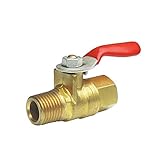 Nigo Industrial Co. Forged Brass Mini Ball Valve, 1/4" NPT Male x 1/4" NPT Female, 180 Degree Operation Handle, Rated to 600WOG (1/4" NPT Male x 1/4" NPT Female, Forged Brass, 1)