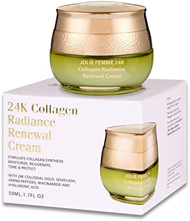 Jolie Femme 24k Radiance Renewal Cream Top Anti-wrinkle, Anti-aging Skin Care 50ml,1.7Oz-Natural Collagen,24k Colloidal Gold,Amino-peptides,Niacinamide&Hyaluronic Acid,Super Strength Moisturizer
