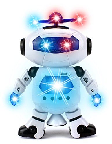 Digital Dancing Warrior Toy Robot Figure w/ Colorful Rotating Lights, Music, Dancing Action, 360 Degree Spins