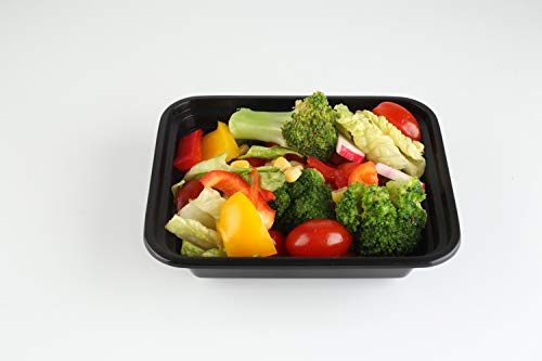 50-Pack Tiny Meal Prep Plastic Microwavable Food Containers Meal prepping & Lids. 12 OZ. Black Rectangular Reusable Storage Lunch Boxes -BPA-Free Food Grade- Freezer Dishwasher Safe -Premium Quality