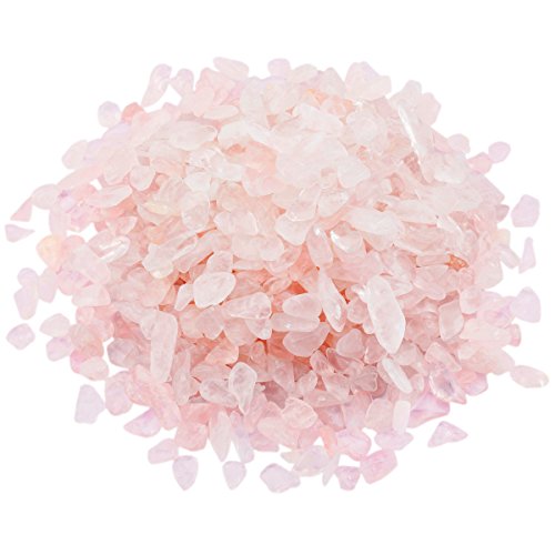 SUNYIK Rose Quartz Tumbled Chips Stone,Crushed Crystal Quartz Pieces,Irregular Shaped Stones,1pound(about 460 gram)