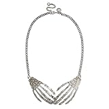 Jane Stone Gothic Human Skeleton Bone Hand Necklace Collar Necklace Statement Punk Halloween Jewelry