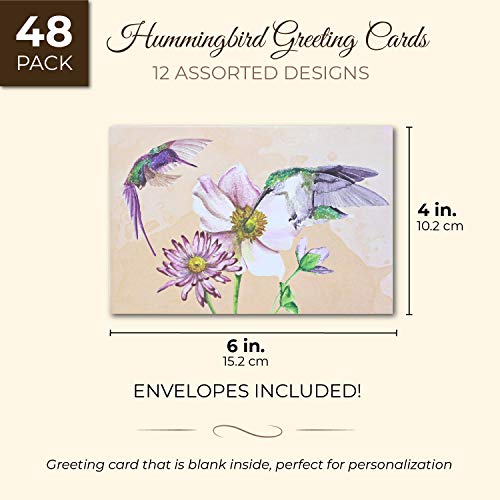 Sustainable Greetings Blank Hummingbird Note Cards with Envelopes (48 Pack)
