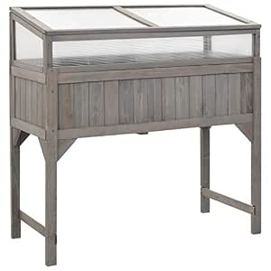 vidaXL Jardinera Elevada con Invernadero Abeto Macetas Jardinería ...