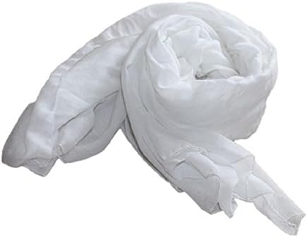 Sunbu Women's Cotton Linen Soft Long Crinkle Scarf Shawl Wrap White