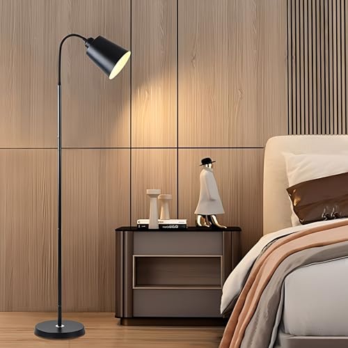 Beauenty Floor Lamp for Living Room,Modern Minimalist Floor Lighting,Adjustable Modern Floor Lamp with 3-Color Dimmable E27 Socket for Living Room,Bedroom & Office,Space-Saving Design(Black)