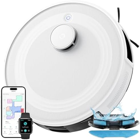 Aspirador robô M2 e esfregão com mapeamento 3 em 1, sucção potente de 6000 Pa, navegação dtoF mapeamento inteligente, limpeza personalizada, 140 min de autonomia, WiFi/App/Alexa/i Watch, 2.4G e 5G
