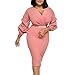 VERWIN V Neck Lantern Sleeve Beading Sheath Midi Dress Evening Cocktail Causal Bodycon Dress