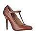 Riverberry Women's Sadie Round Toe T-Strap High Heel Pumps, Brown PU, 9