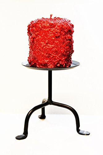 Small Wrought Iron Pillar Candle Stand, 5" Tall 4" Candle Plate - Hand Made By Amish