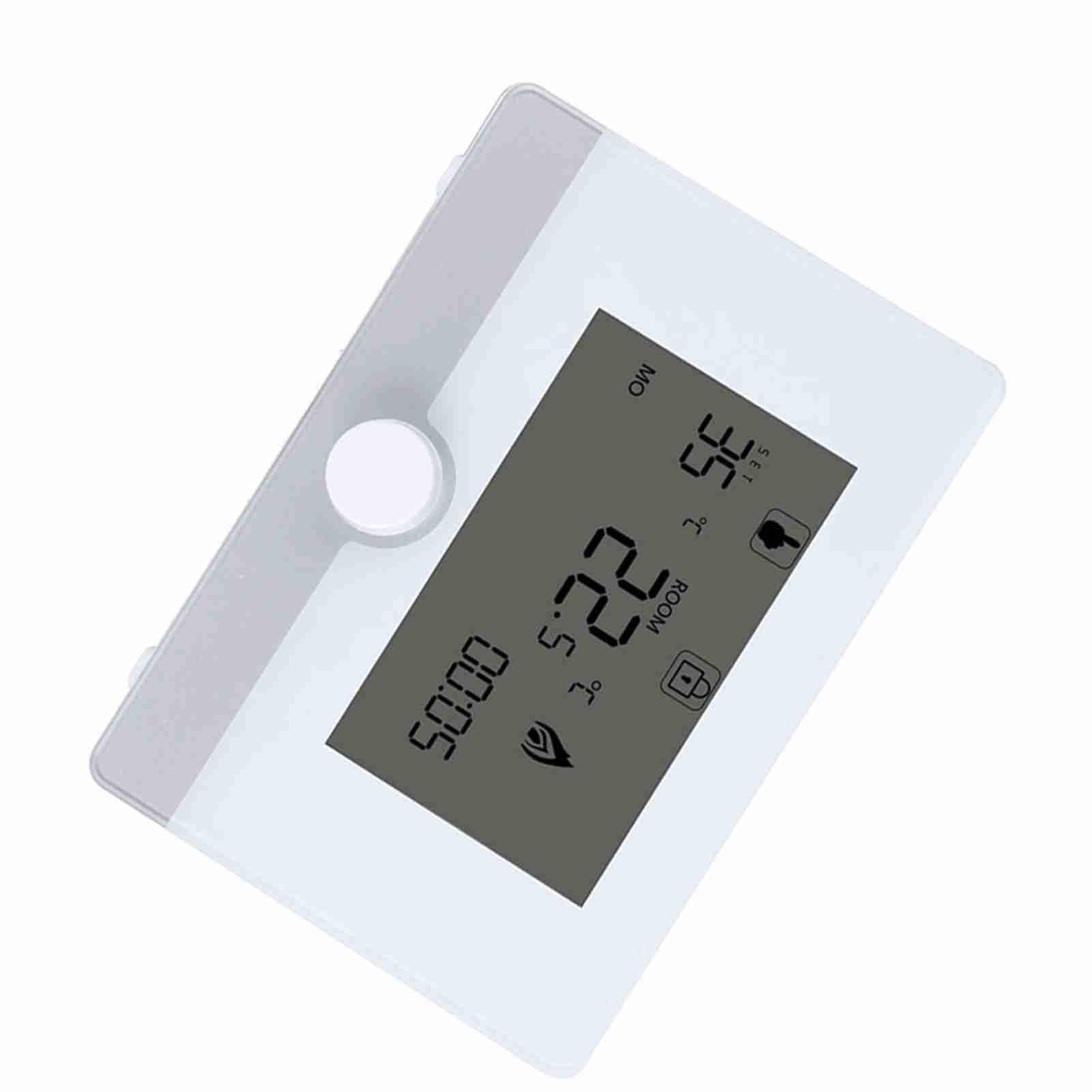 Programmable Thermostat 7 Day Digital Heating Controller with Large Display and Blue Backlight for Wall-Mounted Boiler System White