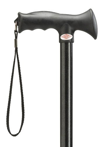 Unisex Aluminum Black Adjustable Walking Cane with 2 Tone Soft Touch Handle