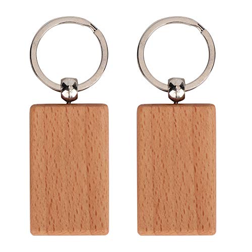 Fdit 10Pcs Blank Wooden Key Chain Key Tags Personalized Keychains Blank Keyrings DIY Clothing Bag Decoration(5 * 3CM)