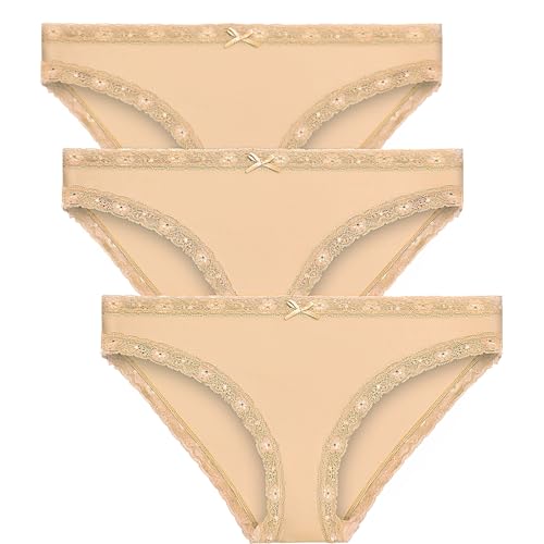 RAYCHIC WOMENS UNDERWEAR LACE SOFT BIKINI PANTIES HIPSTER...
