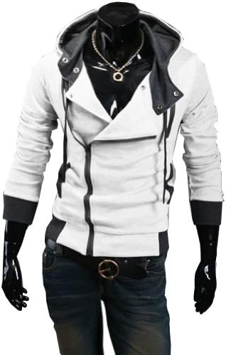 New Fashion Men's Casual Cosplay Costume Hoodie Cardigan Coat Jackets White Large