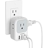 Multi Plug Outlet Extender with USB, TESSAN Electrical 4 Outlet Box Splitter with 3 USB Wall Charger, Multiple Power Outlet E