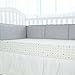 TILLYOU Cotton Collection Breathable Crib Bumper Pads for Standard Cribs Machine Washable Padded Crib Liner Set for Baby Boys Girls Safe Bumper Guards Crib Rail Padding, 4 Piece, Gray