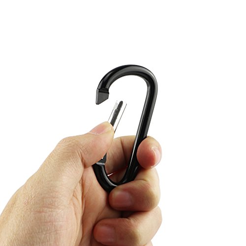 Swatom Aluminum Alloy Carabiner Clip 2.2 Inches Carabiners Spring Snap Hook Keyring for Traveling Hiking Camping Keychains Outdoor Accessories Black (10 Pcs) - Thumbnail 4