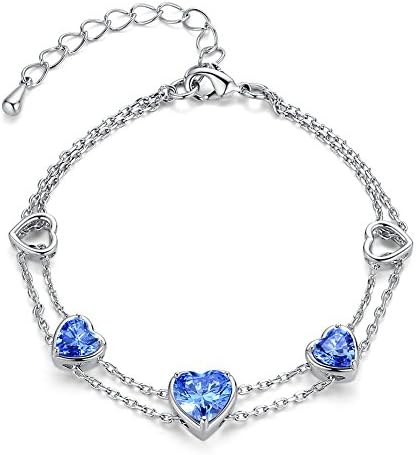 Titanic Inspired Love Heart of the Ocean 18K White Gold Plated Heart Shape Cubic Zirconia Tennis Bracelet for Women &amp; Girl