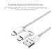 BULL 2 in 1 Cable, Dual Connector Sync and Charge Cable for iPhone 8 7 6 5 iPad iPod Samsung HTC and More, 3ft white