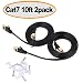 Cat 7 Ethernet Cable 10 ft Flat, Shielded Cat7 Solid Ethernet Patch Cord, Fastest Internet RJ45 Short Wire for Modem, Router, LAN, Computer - Higher Speed Than Cat 5e, Cat6 Network (10Ft-2pack-Black) primary