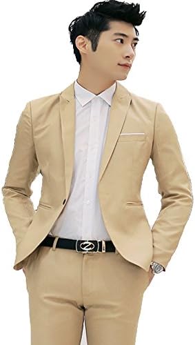 Men's Slim Fit 2-Piece Suit Blazer &amp; Trousers Classic Single Buckle Suit