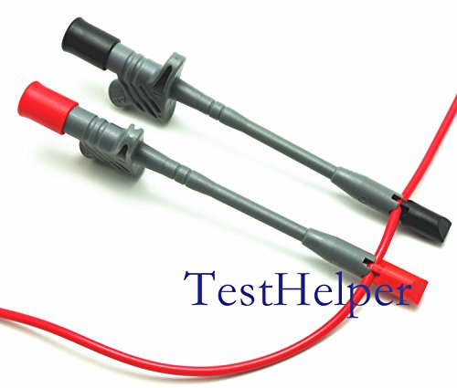TestHelper Banana Socket Connection Wire Heavy Duty Insulation Piercing Probe Test Clip Fully Insulated Quick Pierce Testing Clips Multimeter Spring Load