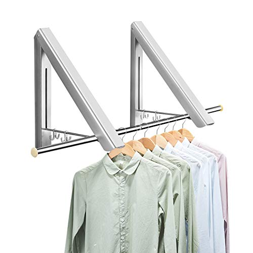 Clothes Drying Rack, Wall Mounted Folding Coat Hanger Retractable