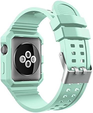 Rykimte Watch Band For Apple iWatch Shatter-resistant Protective Soft Silicone Breathable Wrist Bracelet Replacement Strap Wristband Series 2 1 Edition Sport Style Women Boys Girl Lady ( Green 42mm )