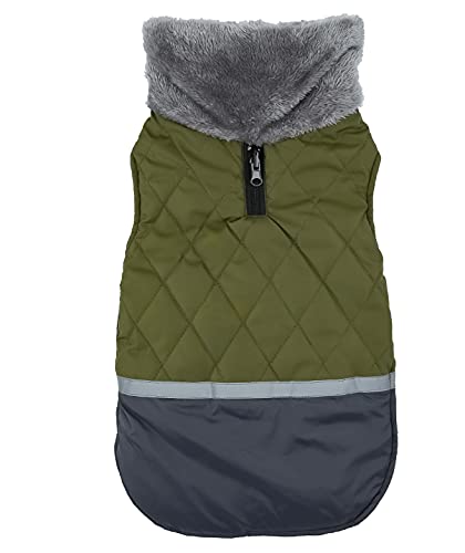 Barlopetty Reflective Dog Coat Winter Vest,Reversible Waterproof Dogs Coat Warm Jackets With Harness Hole Adjustable Dogs Outfits Soft Winter Clothes for Small Medium Large Dog Green-M