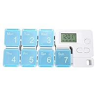 7 Days Pill Dispenser Organizer with Reminder Alarm - CozyCabin Portable Travel Vitamins Medicine Box Case(Blue)