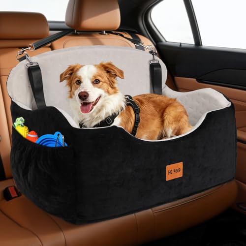 KYG Car Seat Dog Medium / Large Dogs up to 55 lb, Waterproof Dog Seat Car with Two Cushions, Washable Dog Basket, Car Back Seat, Removable for Easy Cleaning, Can Be Used All Year Round