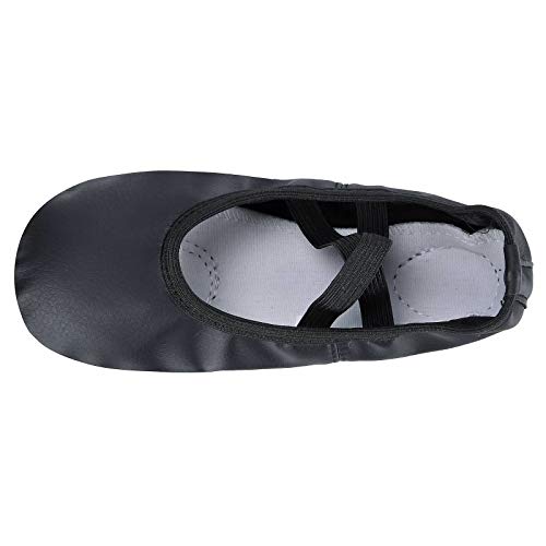 Dynadans PU Leather Ballet Shoes/Ballet Slippers/Dance Shoes (Toddler/Little/Big Kid/Women)-Black-4M Big Kid - Thumbnail 3
