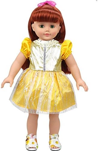 Banne Park Rids 18 Inches Simulatio Yellow Dress New Bitty Princess Baby Doll's Clothes