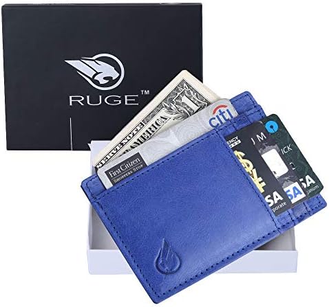 Ruge Front Pocket Minimalist Leather Slim Wallet RFID Blocking Medium Size