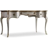 Beaumont Lane Traditional Wood Writing Desk, 54 in Wide, Silver Leaf Finish, Hardwood Solids, Cabriole Legs, Drop-Front Keybo