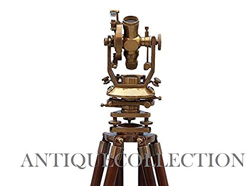 ANTIQUECOLLECTION Floor Standing Brass Theodolite 62"- Nautical Leveling Instruments- Nautical Decor