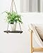 Dahey Hanging Plant Shelf Round Wood Rope Hanging Floating Shelf Vintage Home Decor Display Planter Rack for Living Room Bedroom Kitchen, Dark Brown