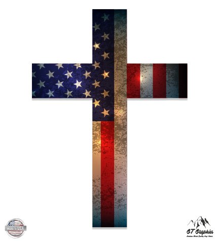 Cross American Flag Patriotic God Bless America - 5