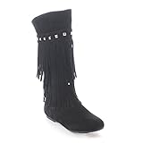 Refresh Jolin-06K Girls Studded Fringe Moccasin Boots