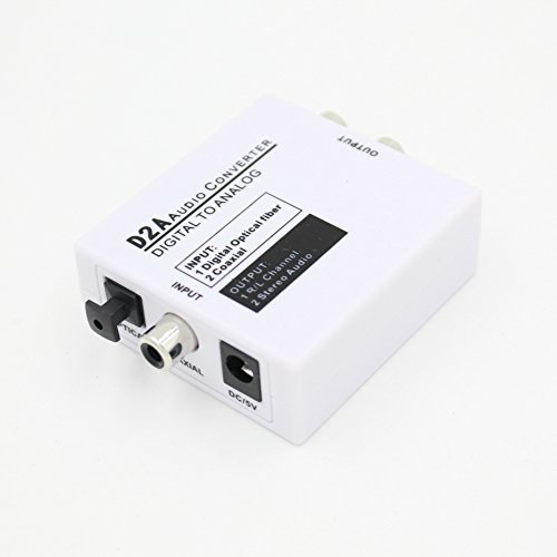 Udigital Digital Optical Coaxial Toslink Signal to Analog Audio Converter Adapter RCA R/L with 3.5mm Headphone Jack Standard RCA with DC power