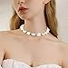 FINREZIO 10PCS Natural Puka Shell Choker Necklace Set for Women Hawaiian Seashell Beach Necklace Pearls Choker Cord Necklace Jewelry