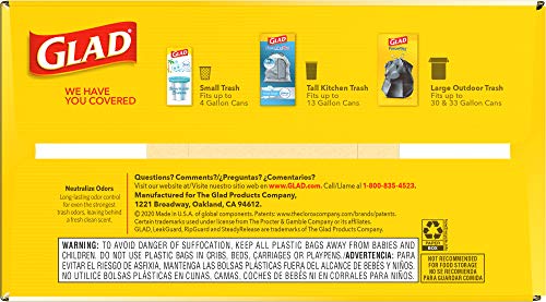 GLAD FORCEFLEX TALL KITCHEN DRAWSTRING TRASH BAGS, 13 GAL, FRESH CLEAN, 110 CT, PACK MAY VARY