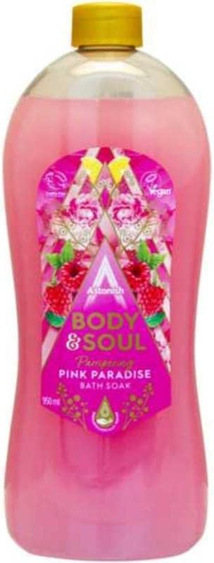Astonish Body Soul Pink Paradise Pampering Bath Soak 950ml Luxury Relaxation