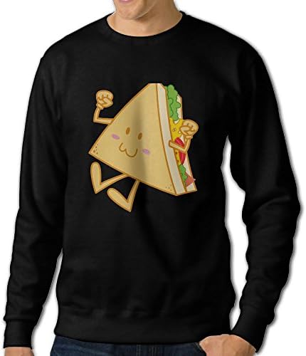 Nganche Cartoon Sandwiches Men's Fashion And Leisure Style Creative Comfort Round Neck Long Sleeves Sweatershirt 3X Black