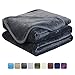 Soft Queen Size Blanket All Season Warm Fuzzy Microplush Lightweight Thermal Fleece Blankets for Couch Bed Sofa,90x90 Inches,Dark Gray