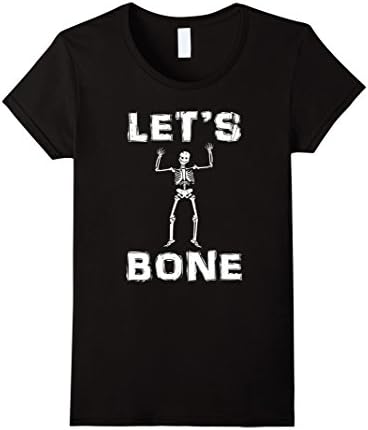 Womens Lets Bone Skeleton Cute Funny Halloween Party T Shirt Skull Large Black