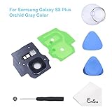 EMiEN Rear Back Camera Glass Lens Cover Frame with Adhesive + Flash Cover Pre-installed Replacement Parts for Samsung Galaxy S8 PLUS G955 (ALL CARRIERS) with Repair Tool Kit (Orchid Gray)
