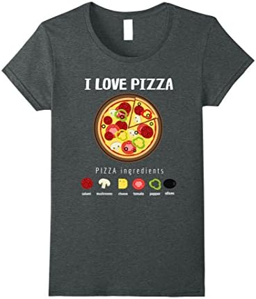 Womens I love pizza lovers T Shirt and pizza party tee shirts Large Dark Heather