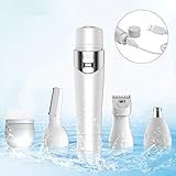 Veru ETERNITY Women Hair Removal & Electric Shaver for Face, Nose, Ear, and Eyebrow, 5 in 1 USB Rechargeable Epilator/Trimmers for Home and Travel, White